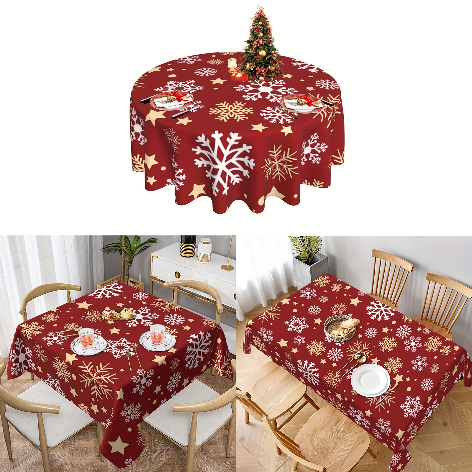 

Christmas Tablecloth Set - Round Polyester Table And , -, Decor For , , / Parties, Picnics -