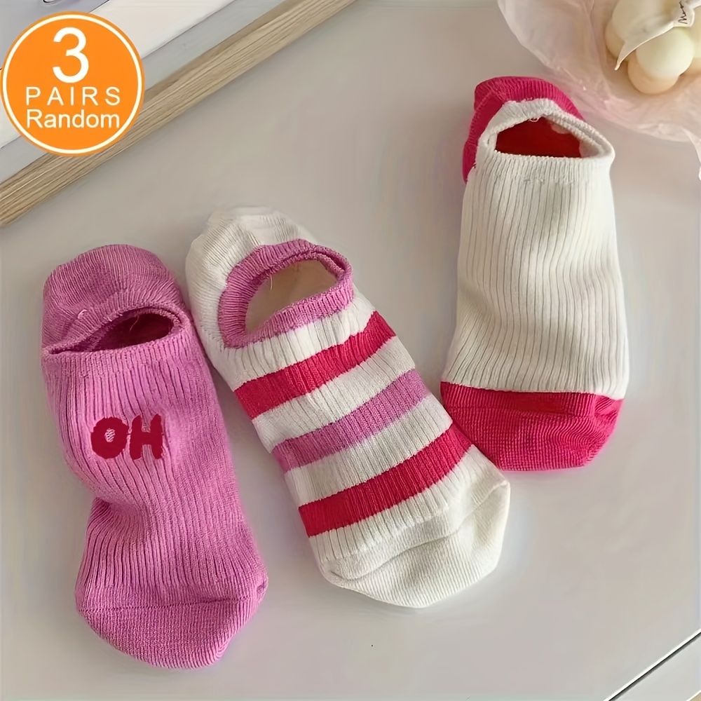 E-shop 3/6 Paar zufällige, rutschfeste, kurze Silikonsocken, mädchenhafter koreanischer Stil, modische, farbblockende Bootssocken, dünne Sommersocken
