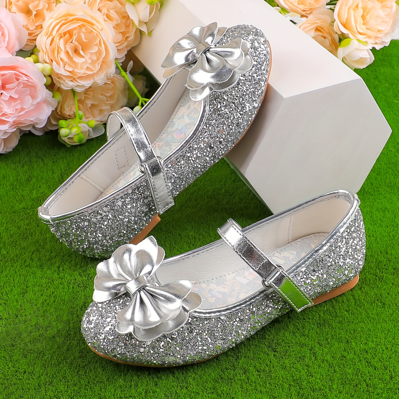 Trendy Cute Bowknot Sequin Shoes Girls Lightweight Temu