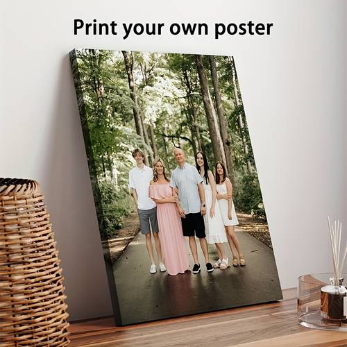 custom photo canvas wall art with pine wood frame personalized family or couple portrait high quality glossy print modern minimalist home decor for living room bedroom hallway framed canvas wall art ready to hang