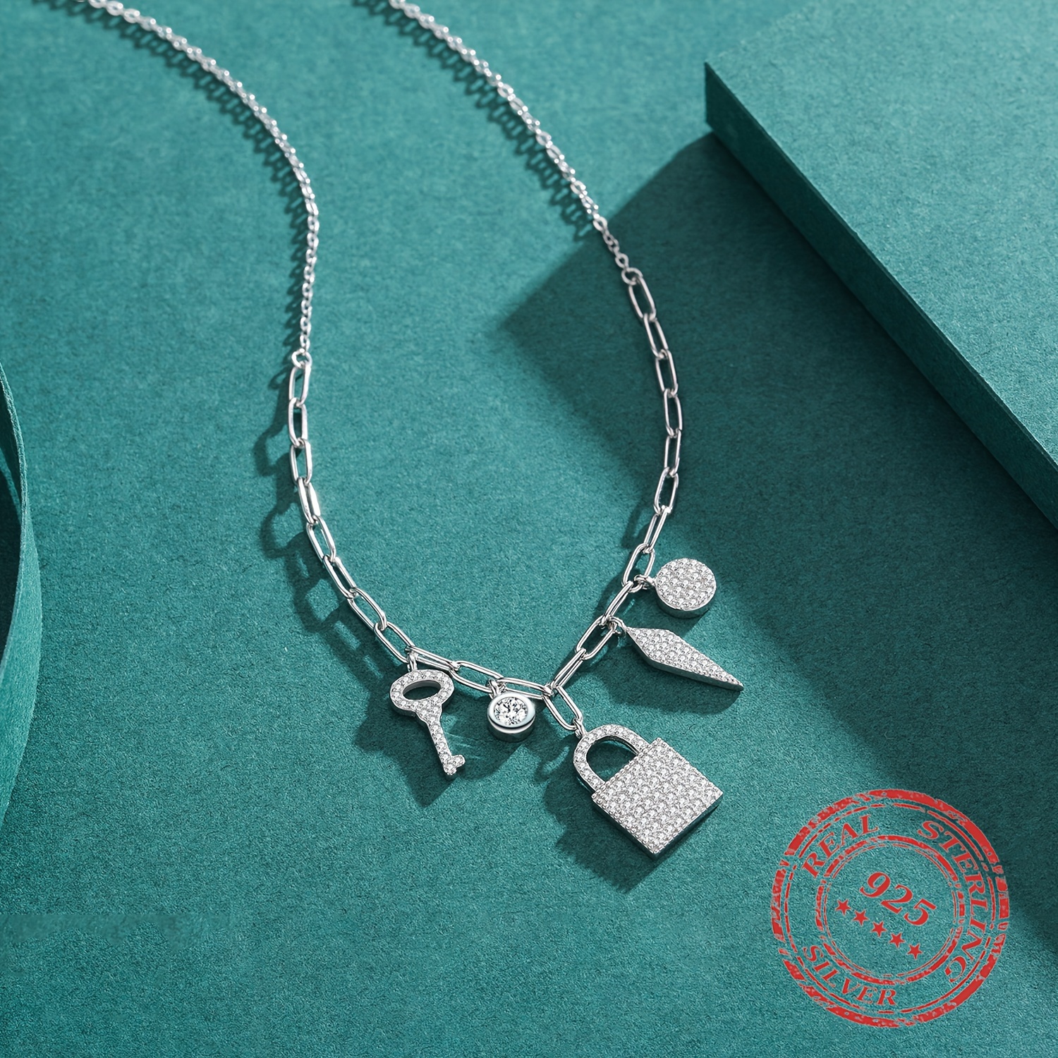 925 Silver Key Lock Pendant Necklace Wedding Jewelry