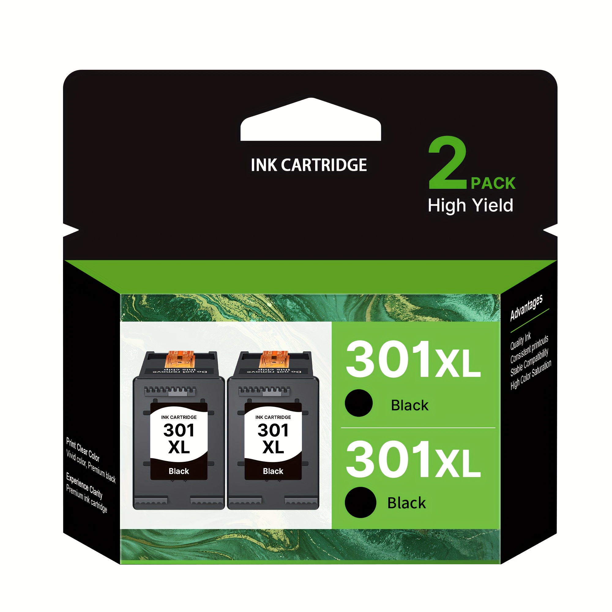 Image of 301xl Ink Cartridges Remanufactured For 301xl For 5530 5532 4500 4502 4503 2620 1000 1010 1050 1510 1512 2050 2050a 2510 2540 3050 (2-black)
