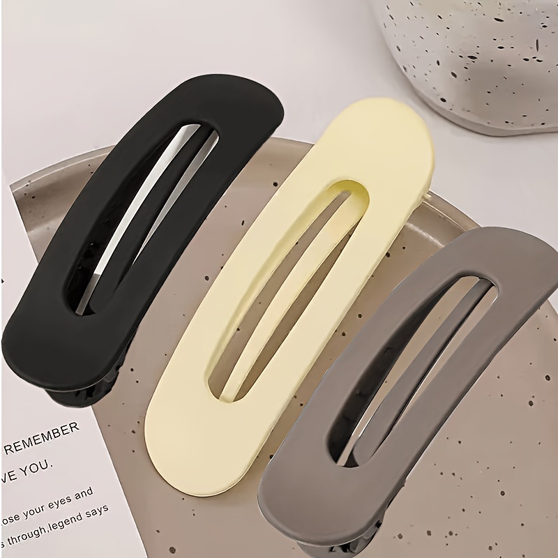 3pcs Ladies' Elegant Matte Large Hair Clip- Acrylic Anti-Slip Toothed Hairpin, Easy And Elegant Rectangular Hairpin, Stable And Fixed, Solid-Color Headpiece, Suitable for Daily And Formal Looks, Cute Hair Accessory, Smooth Surface
