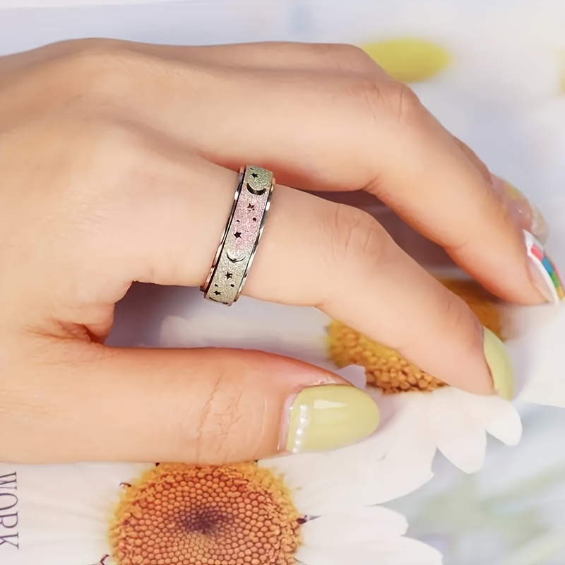 1pc fidget ring made of 316l stainless steel rotatable design trendy moon and       match daily outfits Product details 7