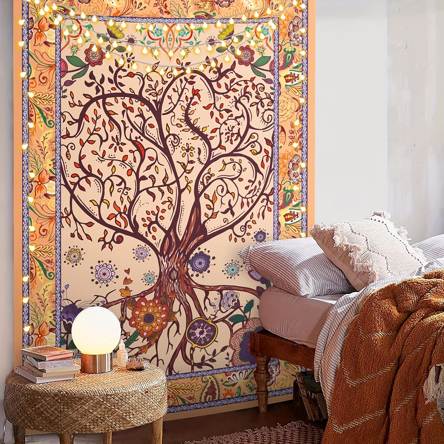 

1pc Boho Tree Pattern Tapestry, Polyester Tapestry, Wall Hanging For Living Room Bedroom Office, Home Decor Room Decor Party Decor, With Free Installation Package