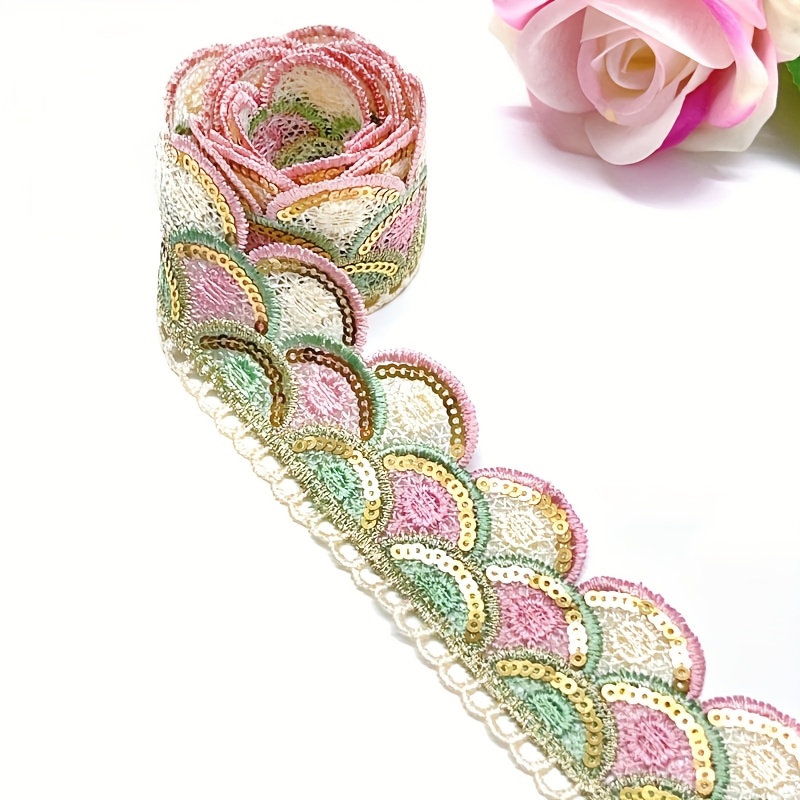 Colorful Sequined Lace Trim, 1 Yard for Fashion Additions