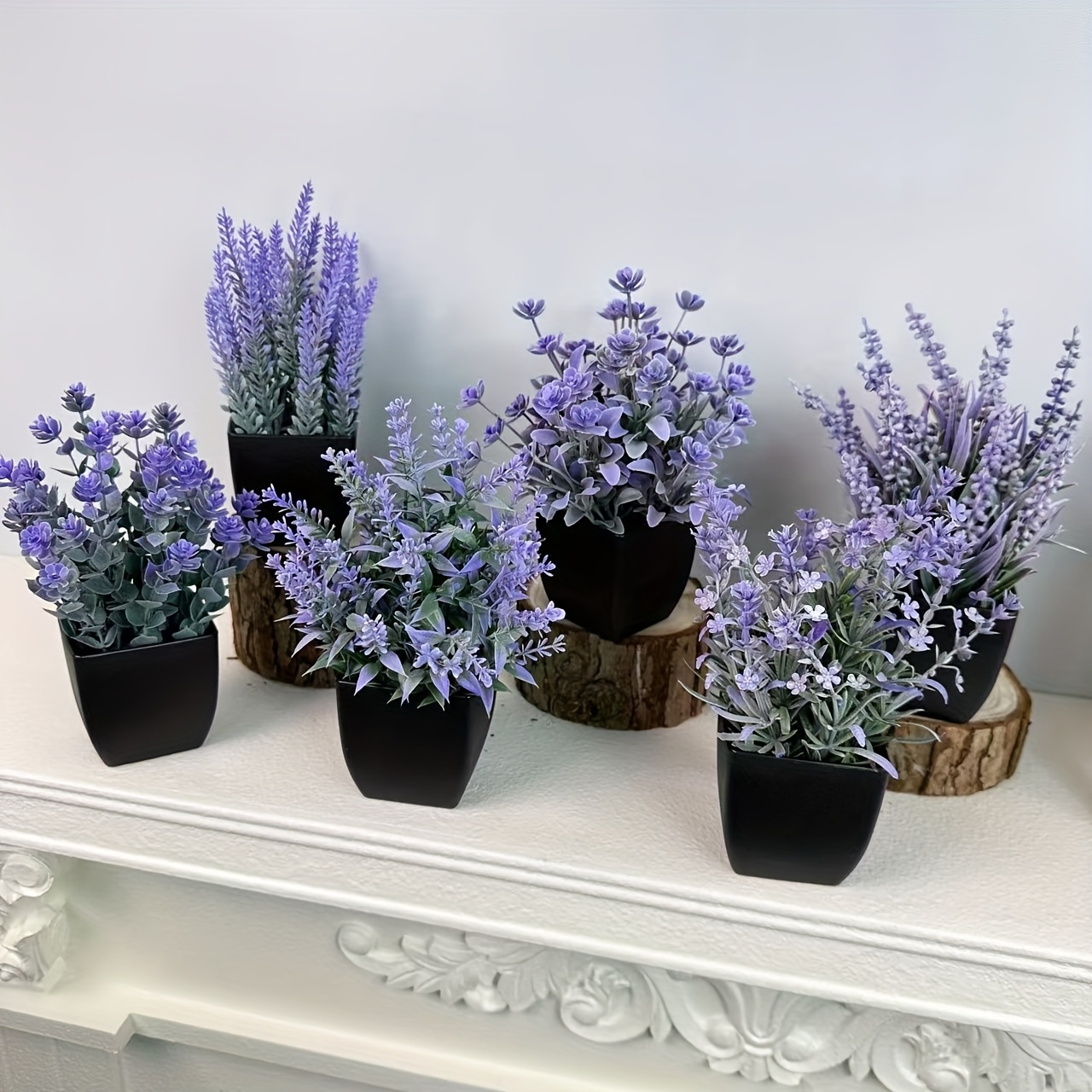 6pcs small artificial black flowerpot plants simulated - Temu