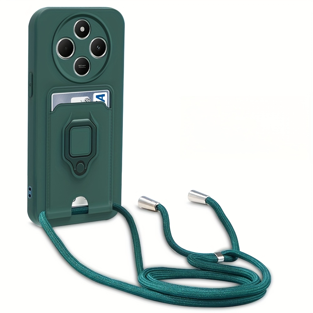 TEMU Stylish Multi-functional Card Holder Phone Case With Lanyard, Suitable For Xiaomi Redmi 14c/14r/poco C75, Includes Matching Color Lanyard,