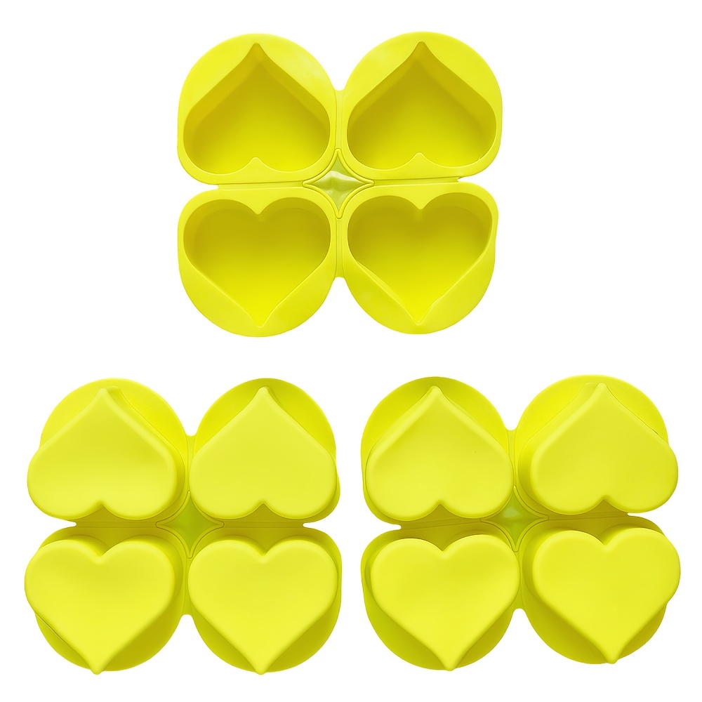 TEMU 3 pezzi Stampi in silicone a forma di cuore con 4 cavit� per , stampi in resina per creazione di ciondoli, artigianato per la produzione di ,