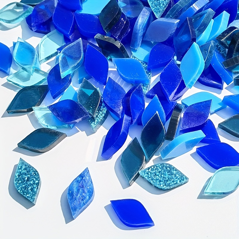 TEMU 39 pezzi di foglie e petali in mosaico acrilico per creare portacandele a , sottobicchieri e progetti artistici in colori come glitter, , blu,