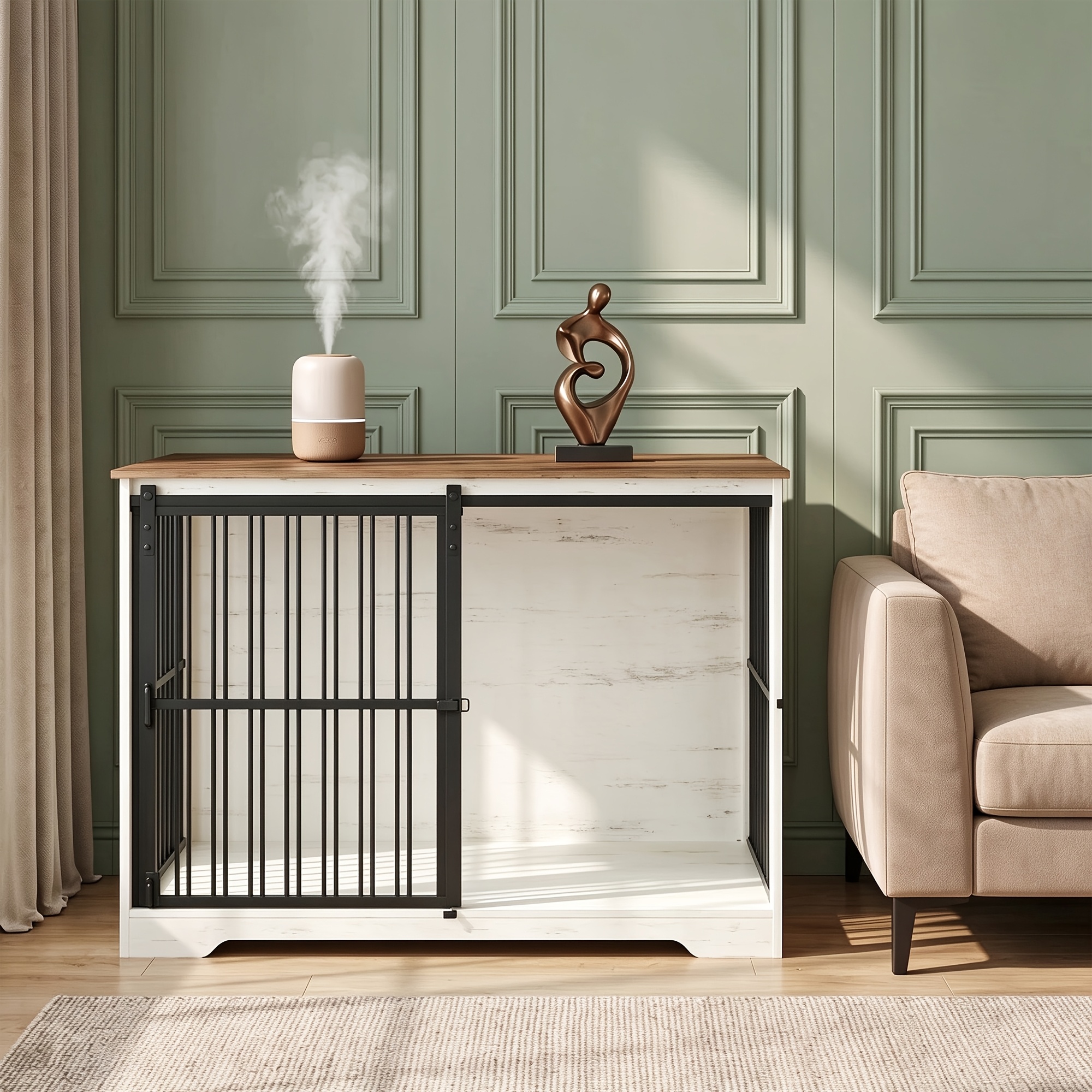 Image of Heavy-duty Dog Crate Furniture, 111cm Xl Size, Bite-resistant And Escape-proof, Sturdy Construction, Designed For Large Dogs, 66 X 111 X 82 Cm