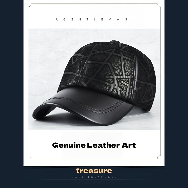 Men's Genuine Leather Baseball Cap, Soft Suede Style