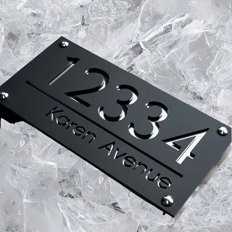 TEMU Personalized Custom Acrylic Address Plaque, Double-sided Hollow-out Design, Self- Number And Address, Wall Decoration, Housewarming Gift.