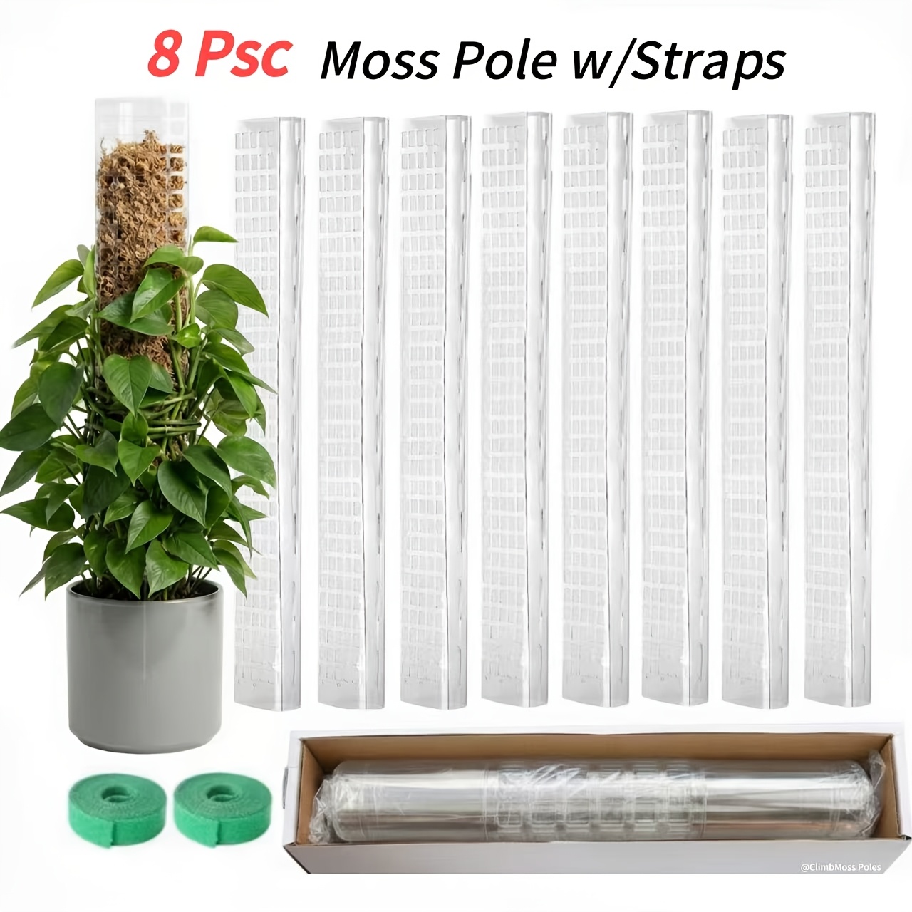 TEMU Resistente a 8 piezas | de esplicable de 38.1 cm | Estacas de soporte de plantas de plástico para trepadoras de interior | Herramienta de jardín