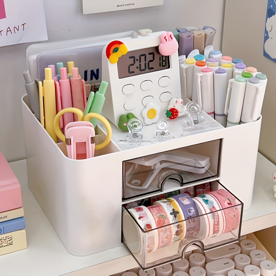 1pc desktop drawer storage   drawer multi compartment storage rack for office      nizing additions stationery sticky notes pens pencil case vanity cosmetic drawer storage box sticky note box paint brush tape paper clip   Product details 6
