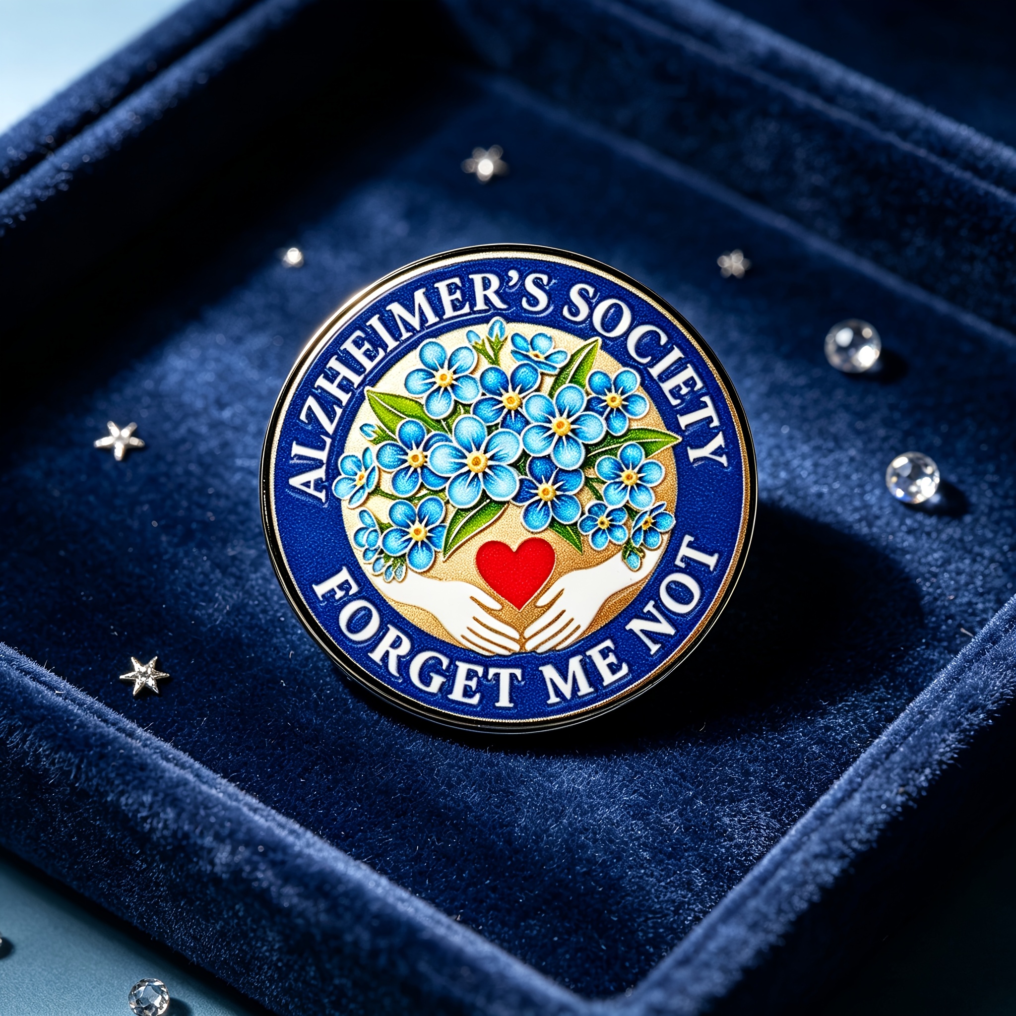 TEMU 1pc -me-not 's Charity Round Enamel Badge, And Literary, Suitable For Decorating Jackets And Backpacks, Made Into Commemorative Themed Small