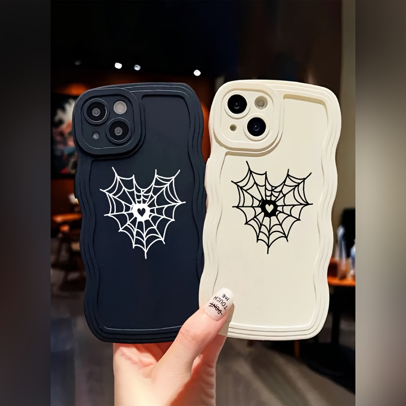 

2pcs Black And White Wave Spider Web Full Protection Anti-fall Mobile Phone Case Suitable For 15/14/13/12/11/7/8/7plus/8plus/xsmax/xs/x/xr