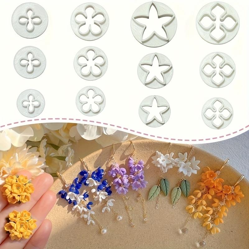 E-shop Polymer Clay Ausstecher (12 Arten von Blumenformen) zum Basteln von Blumenohrsteckern und Schmuck