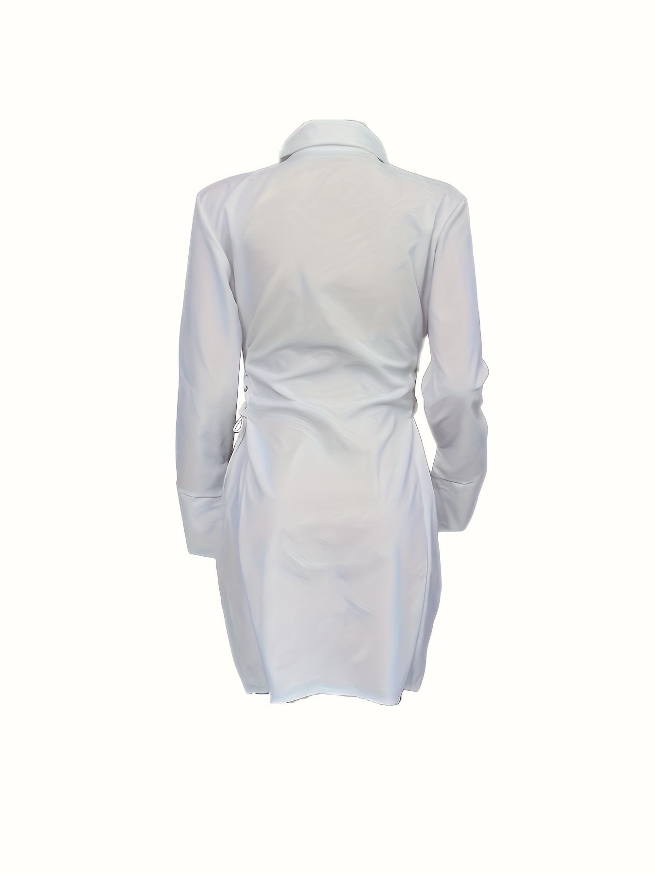 elegant white lace shirt dress women long sleeve high - Temu