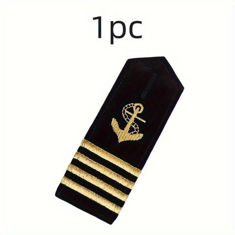 Image of 1pc Shoulder Golden Color Anchor With 4 Bars Professional Uniform Bars Shoulder Badges Captain Sailor Sliders Cosplay