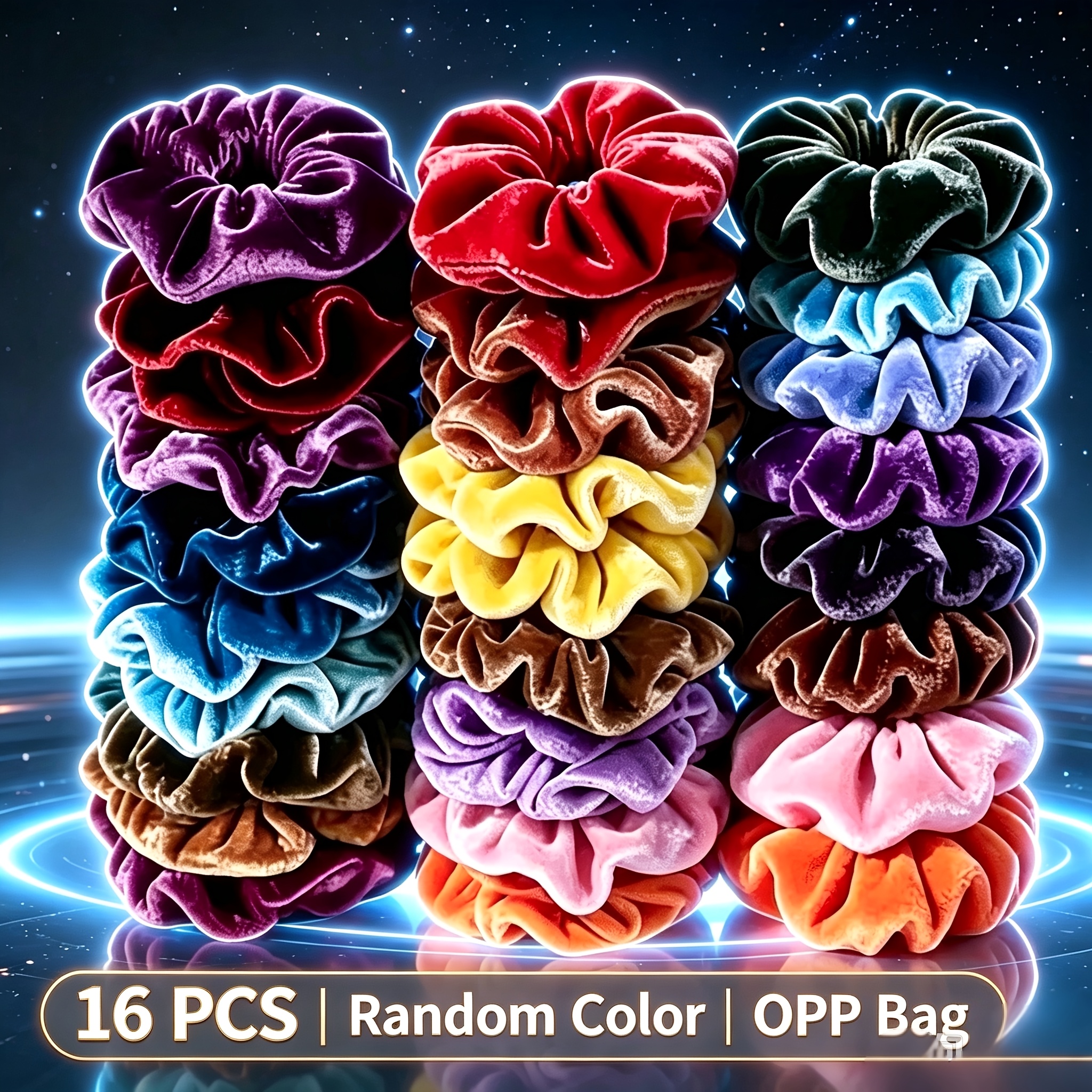 TEMU 16pcs Random Color Easy Comfortable Velvet Scrunchies Fashion High Elastic Rubber Bands Women's Retro Plush Solid Color All-match Hair Ties Hair