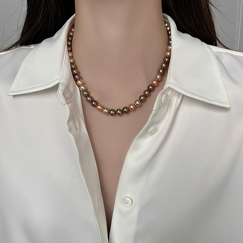 10mm Mixed Beaded Necklace Versatile Accessory for Parties Daily Wear