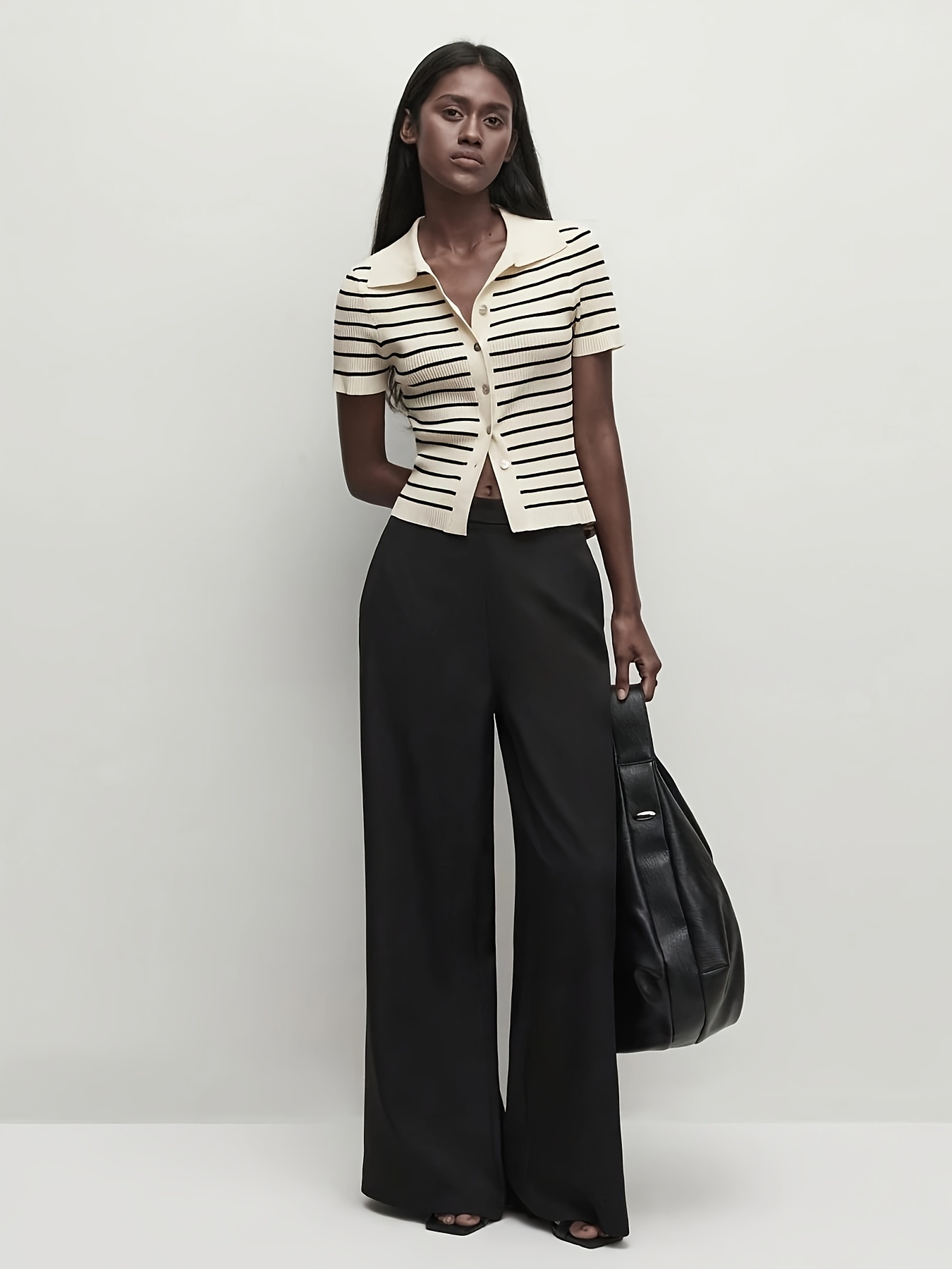 Suéter de Cuello Barco a Rayas Beige y para Mujer Cardigán con Botones  100% Viscosa, Micro-Elastizado, Top Elegante para