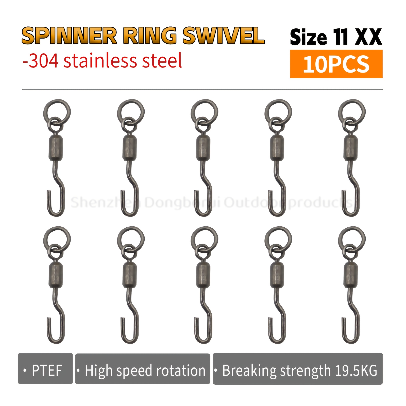 E-shop 10/100 Stück Spinner Ring Wirbel Größe 11 Spinner Wirbel 304 Edelstahl Karpfenangelzubehör Haken Schrumpfschlauch für Karpfenangel Terminal