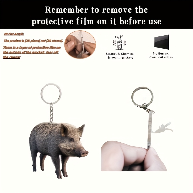 2d Flat, 1pc, New Acrylic Keychain, Key Chain, Wild Boar Shaped Keychain, Small And Cute, Gift Present
