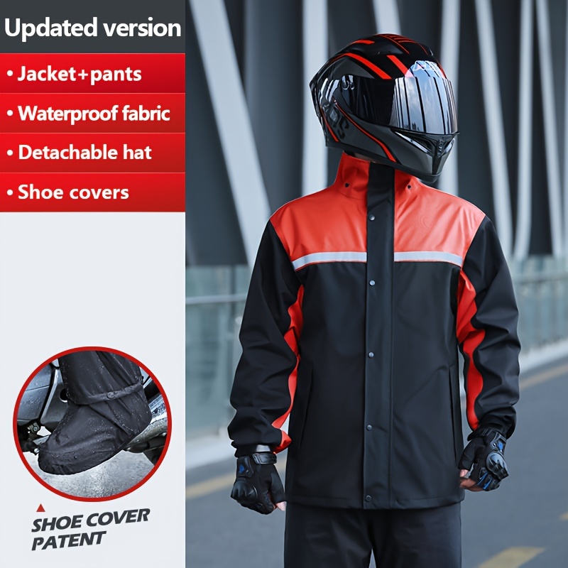 2pcs Motorcycle Riders Raincoat Pants Set for Men, with Separate Rain Pants for Riding, Long Motorcycle Raincoat for Body Protection Against Rain
