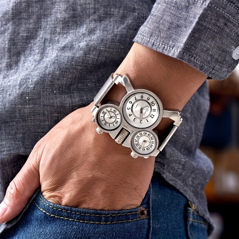 stylish mens quartz watch with   zones stainless steel mesh band water resistant to 30  sports casual wristwatch luxury for smart watches for men details 6