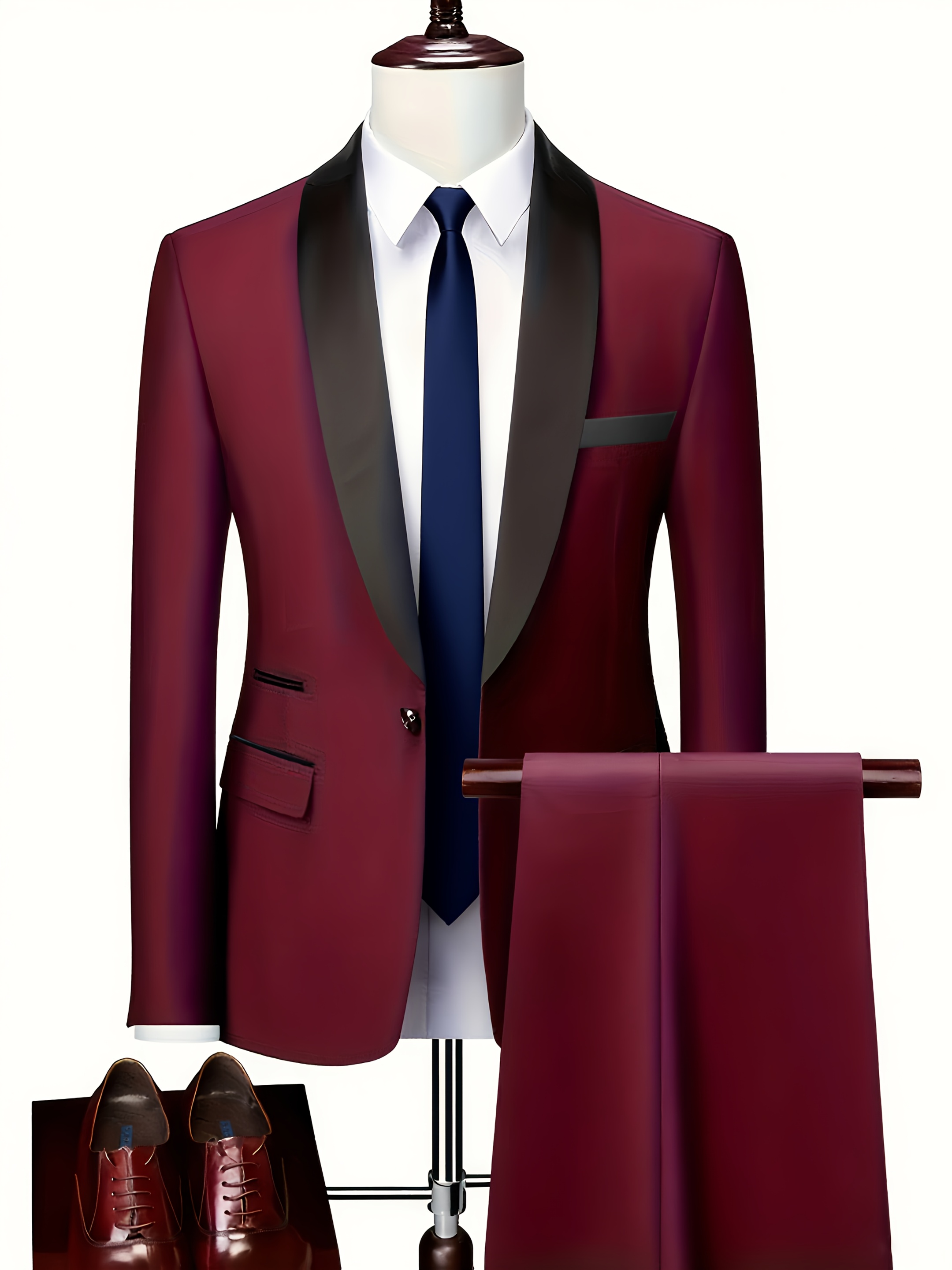 Ensemble costume élégant 3 pièces pour homme - Costume et pantalon coupe ajustée pour mariages et occasions formelles, convient pour réunions de bureau et événements élégants, tenue de cérémonie | Costume coupe ajustée | Costume de mariage durable. Inclut un mouchoir de poche à motif aléatoire.