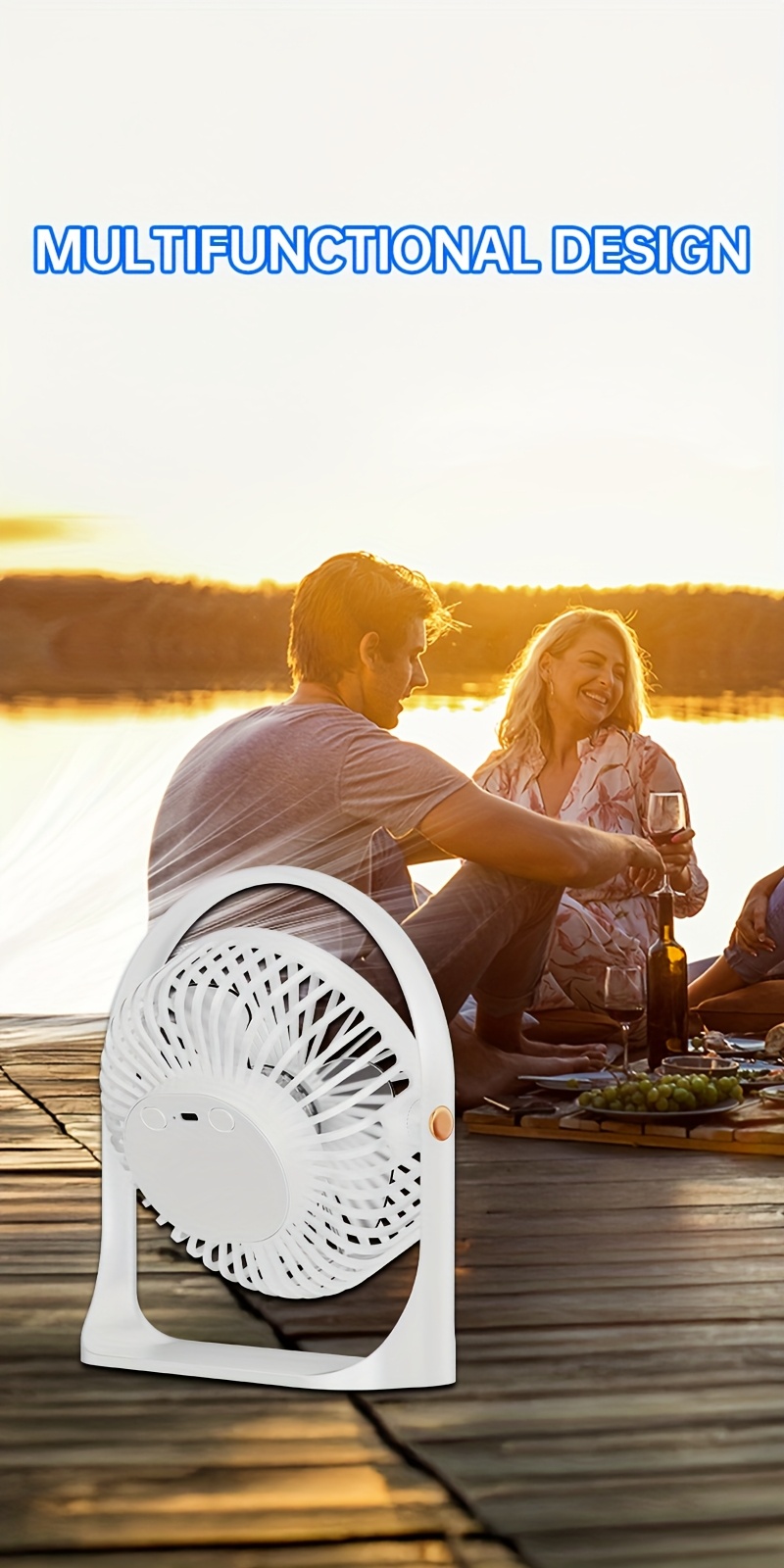 lightweight design versatile 6 inch led display fan with night light usb rechargeable   portable design for desk dorm use ideal for office camping fishing perfect gift for fathers day mothers day thanksgiving valentines day birthdays versatile airflow solution sleek     fan blades portable fan details 1