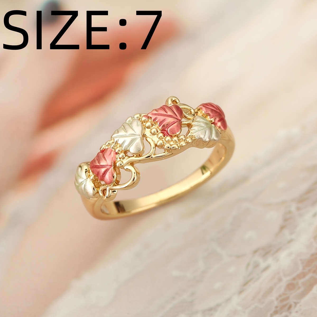 Unisex Copper Leaf Fashion Ring, Elegant Holiday Accessory