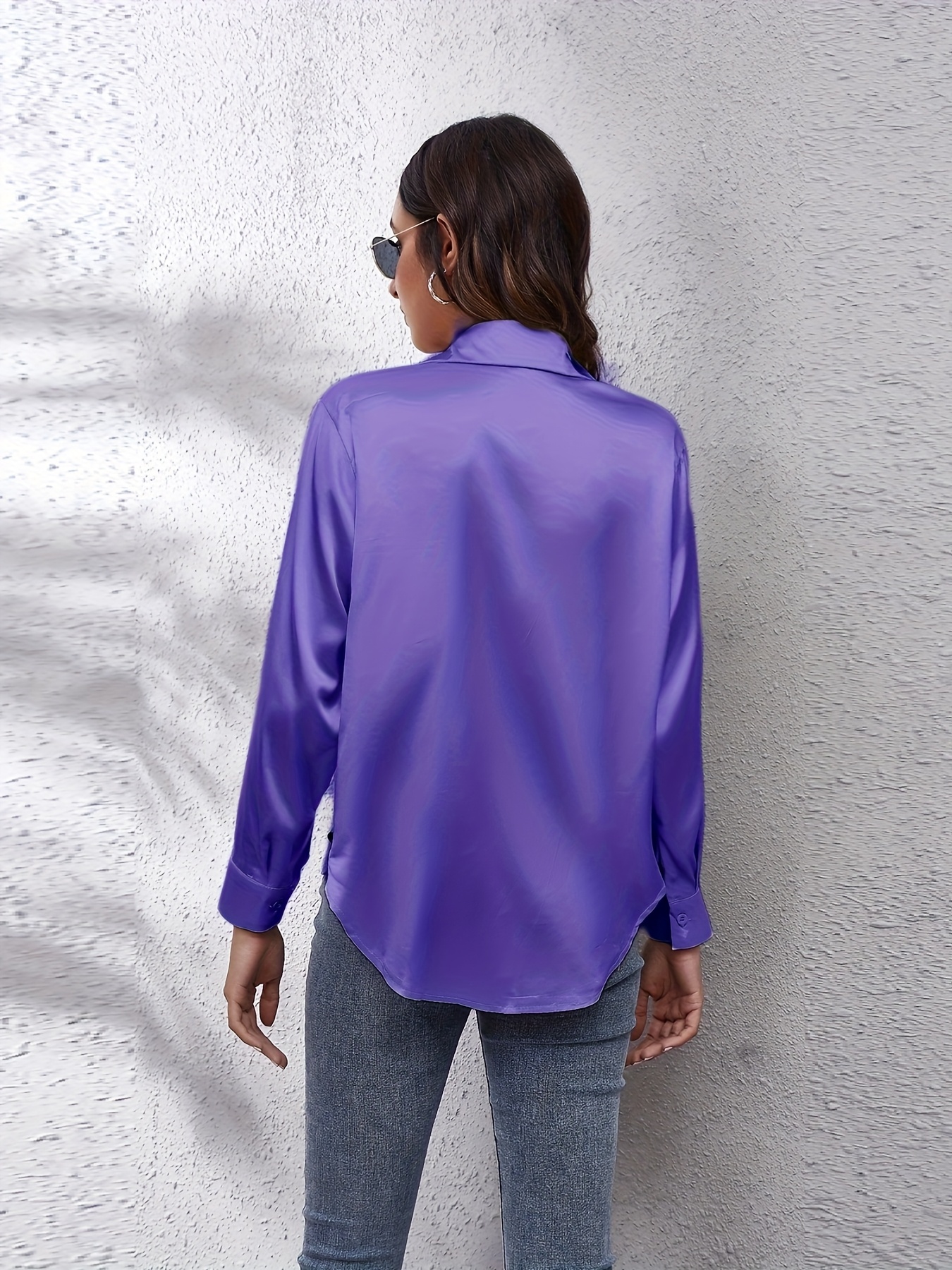 blusa elegante larga satinada mujer camisa Temu Uruguay