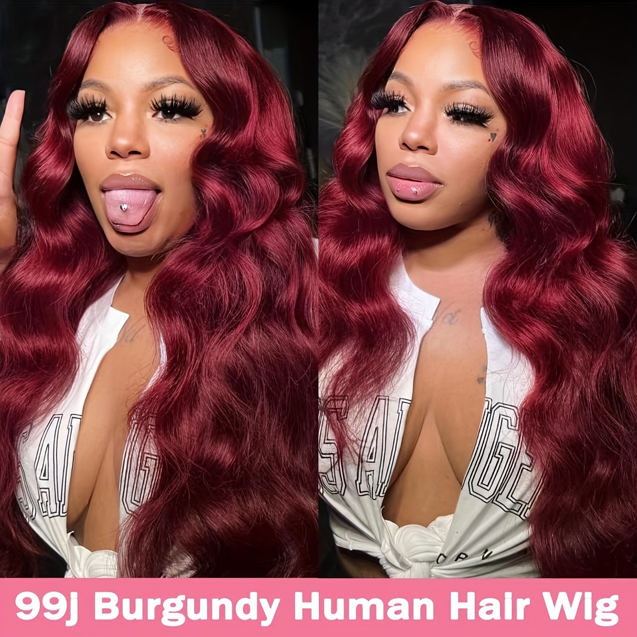 burgundy red wig