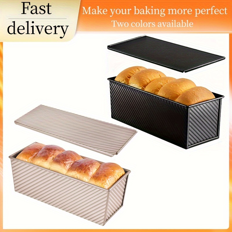 

2.2 Lb. Extended Bread 12.3x4.7x4.3 Inch Bread Pan With Vent For Toasting, Large Bread Pan With Black Lid For Sandwich Bread