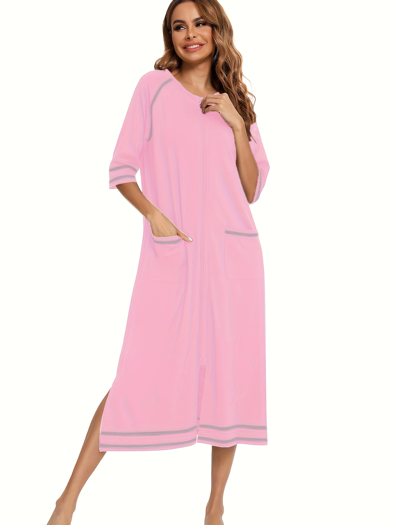 Maternity Nursing Nightgown Postpartum Breastfeedingrobe with  Three-Quarter Sleeves, Loose Pajamas for Women, Machine Washable Postpartum  care Pre