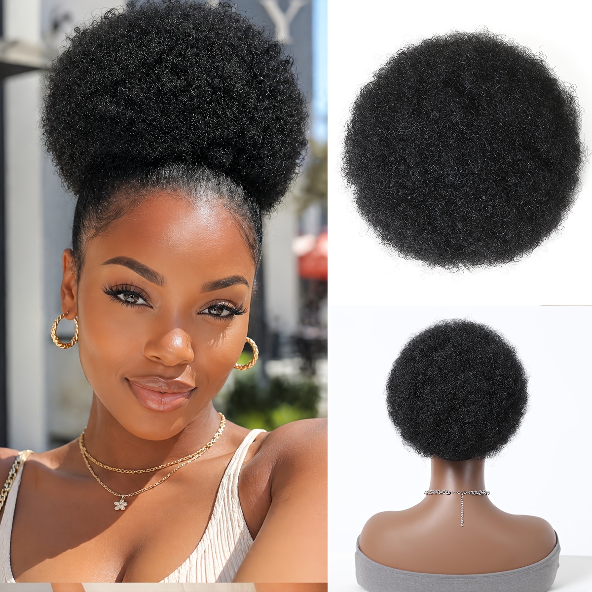 Image of 6-inch Mesh Hair Wig Black Small Curly Wig, Fashionable And Flexible, Each Made Of High-quality Chemical Fiber Hair. Suitable For African Women To Wear On Occasions, Daily Or Party