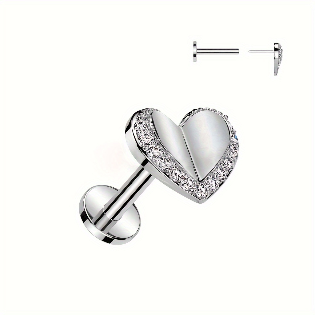 1pc Heart Love Heart Zirconia Inlaid Lace Piercing Ear Stud Conch Stud Ear Stud Lip Stud Nose Stud Piercing Jewelry Lip Jewelry Nose Jewelry Human Piercing Jewelry Date Gift Party Casual