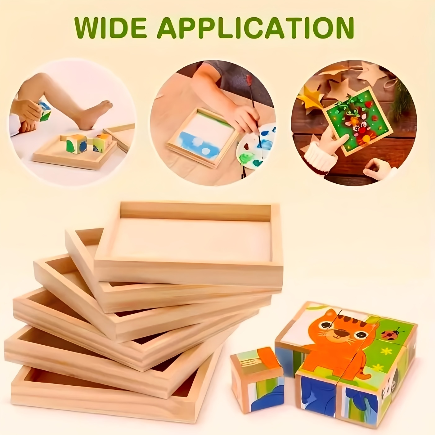 

6pcs Wooden Set For Crafts, Diy Painting & Art Projects - Display And Creation Tools