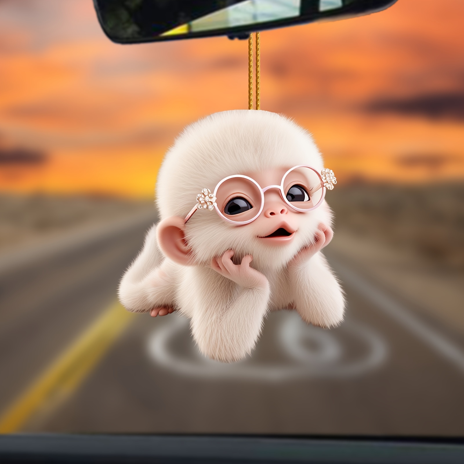 

Cute Plush Monkey With Glasses Acrylic Pendant - Home, Christmas Tree, Bags & Keychains | Ideal Gift For Anniversaries, Valentine's Day & Holiday Parties