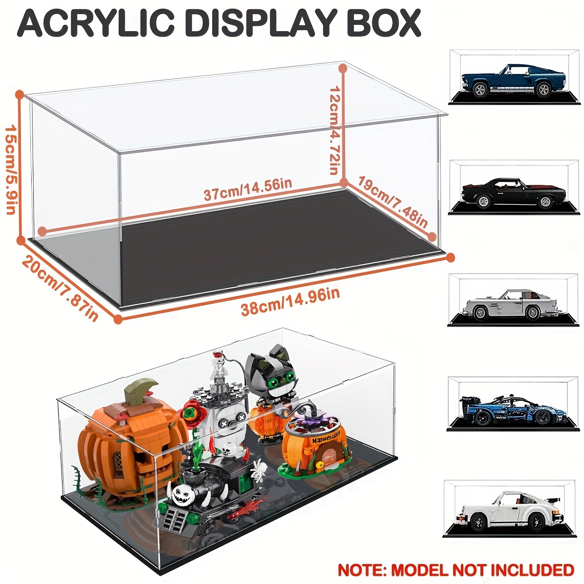 

Acrylic Display Case For Collectibles, Transparent Protective For Model Cars, Figurines, And Artworks - Material, Ideal For Adult Collectors 14+, Interior Dimension 37x19x12cm - 1pc