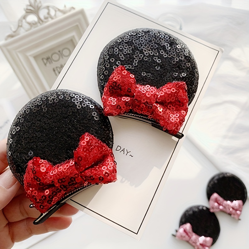 

Mouse Ear Sequin Hairpin, Funny And Cute For Parties, Three-dimensional Bow Hairpin