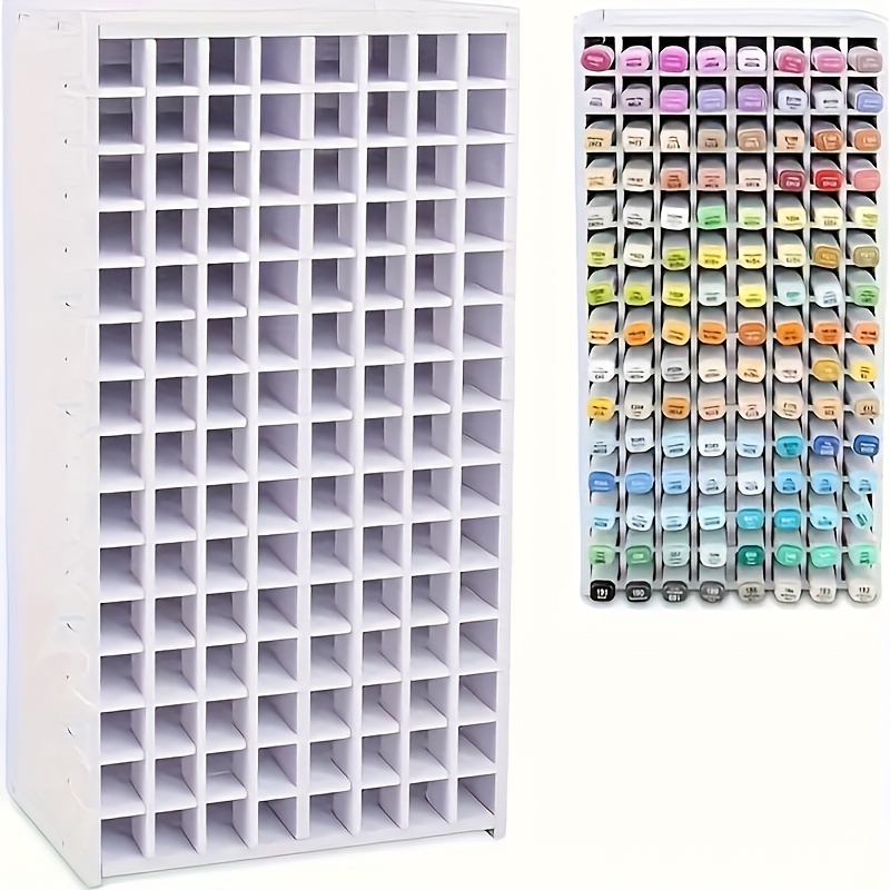 

120-slot White Plastic Pen Holder - Marker & Pencil Organizer, Desk Storage Case For Artists & Students, Easy , Space Saver For Office & School Supplies