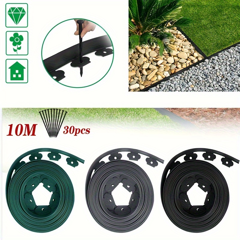 

Lars360 Flexible Lawn Edging Plastic 10m With 30 Ground Anchors Flower Bed Edging Lawn Edging Flower Bed Border Mowing Edge Paving Stones Black