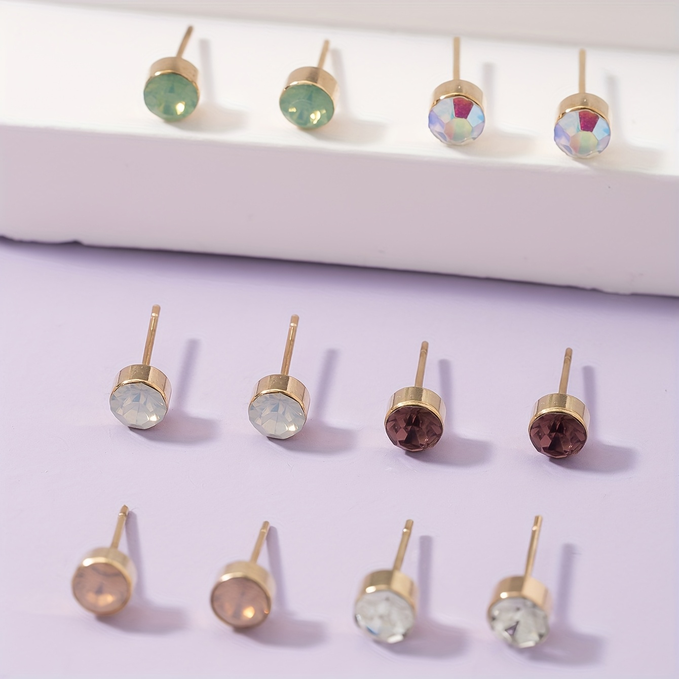 6 Pairs Metal Rhinestone Holiday Earrings Set