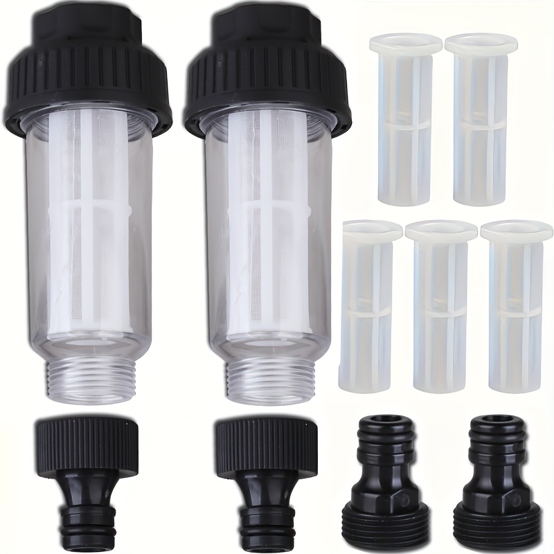 E-shop 11-teiliges Hochdruckreiniger-Filterset - G3/4-Gewinde Waschansaugfilter - Klarer Gehäuse mit Schnellanschlussadapter, Schutz vor Schmutz