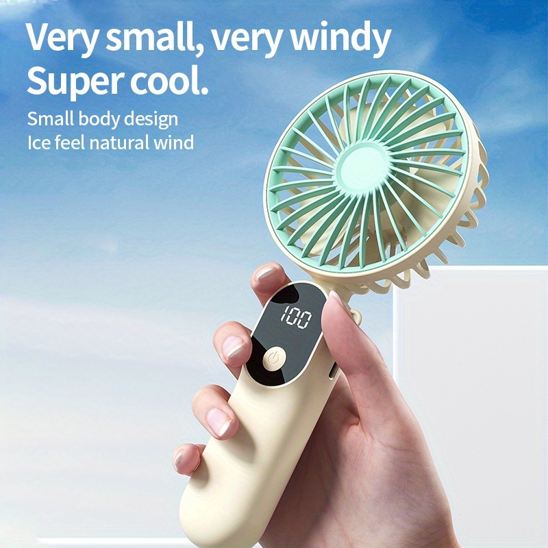 mini portable usb fan with 6 display foldable 3 in 1 handheld neck and desktop fan for travel beach and outdoor use rechargeable lithium battery travel essentials modern aesthetic portable fans Product details 9