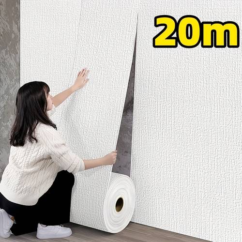 1 rollo de 20m/787.4 pulgadas de adhesivos de papel tapiz de espuma 3d - paneles de pared autoadhesivos texturizados, vinilo removible y de limpiar, para decoración de , cocina, dormitorio, , remodelación de cocina, papel tapiz moderno